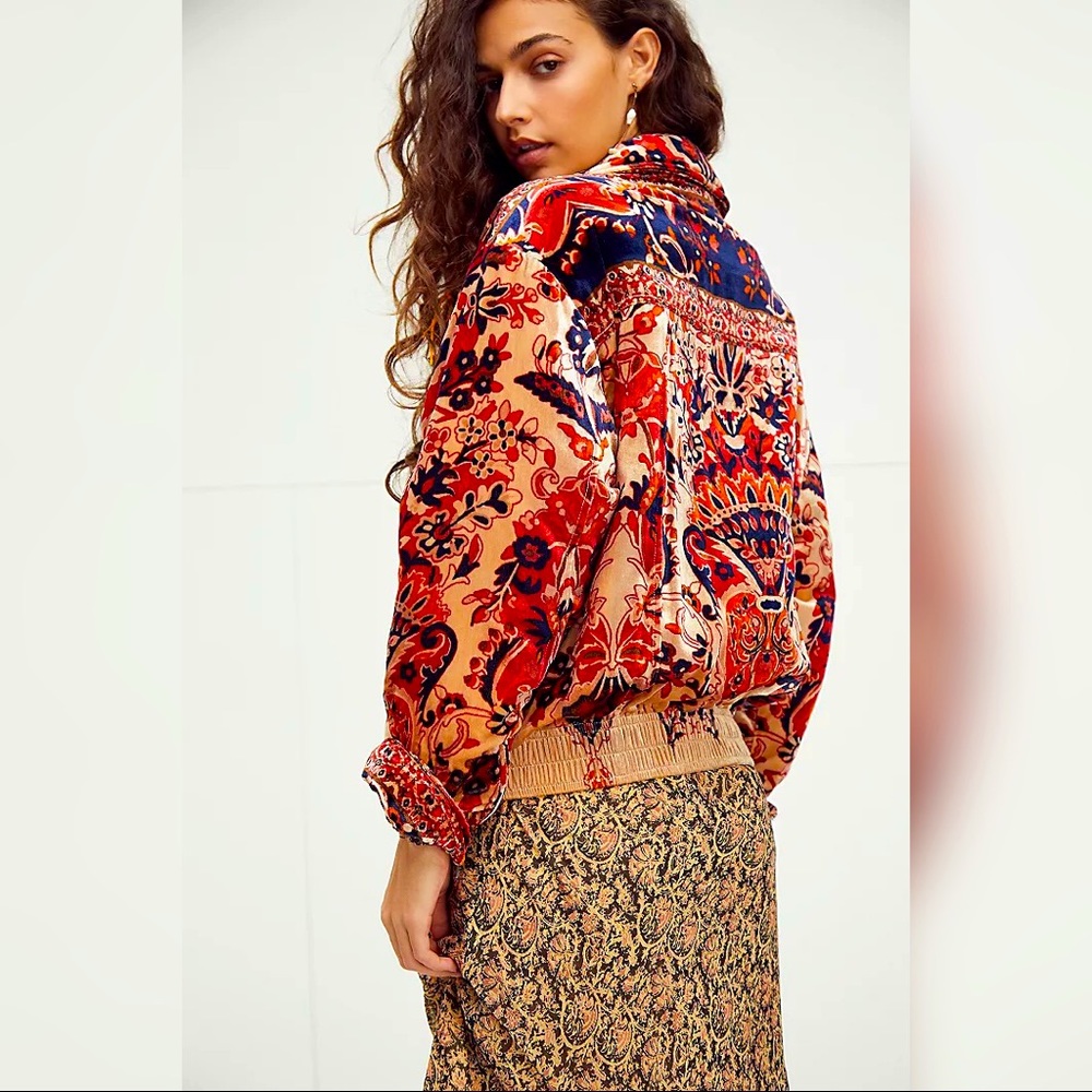 Free People Bailey Velvet Moto Jacket, xs